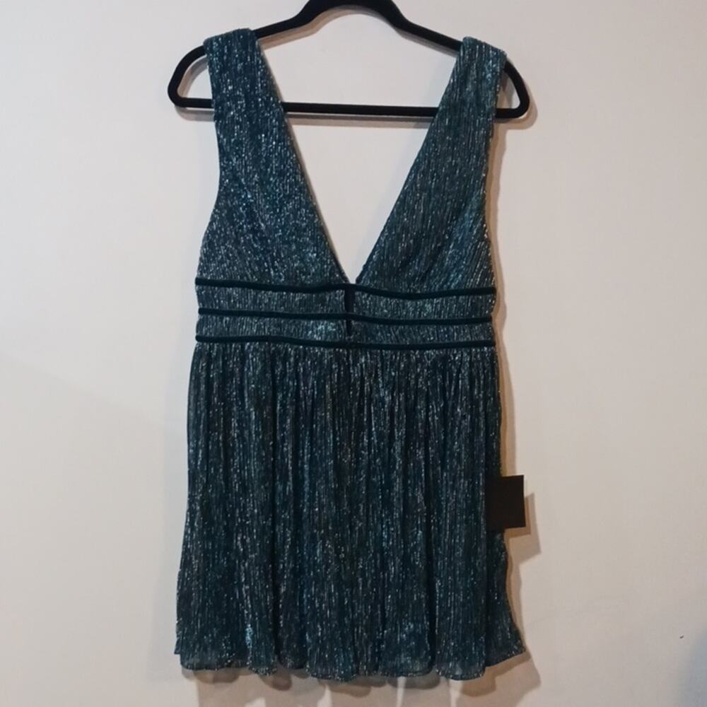 Lulu's Blue Metallic Smoke Show mini dress sz M NWT